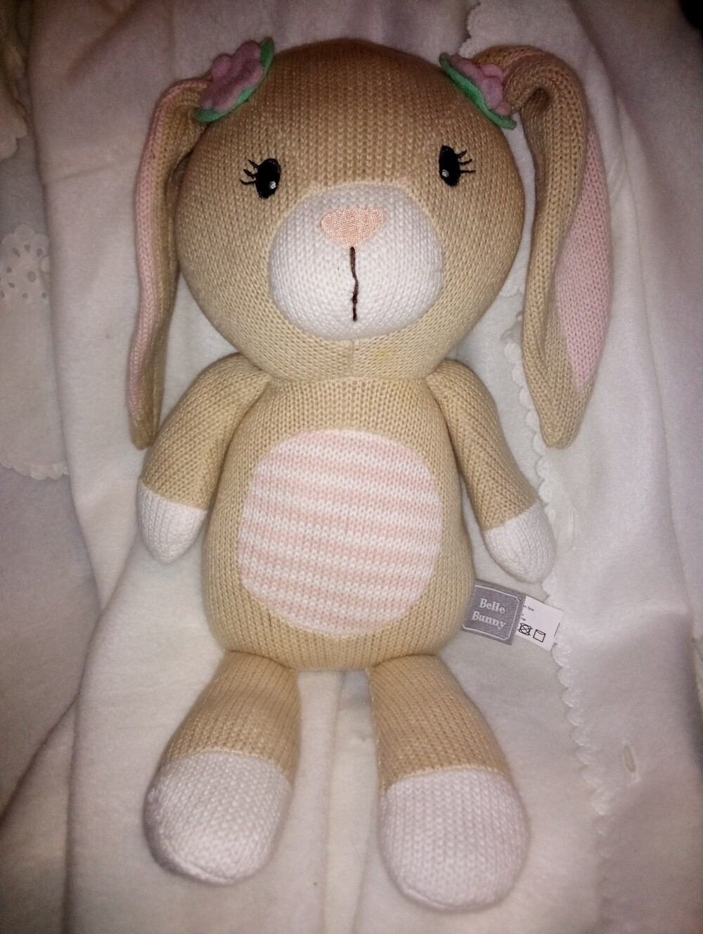Belle Bunny Soft Knit Stuffed Bunny 15 Inch